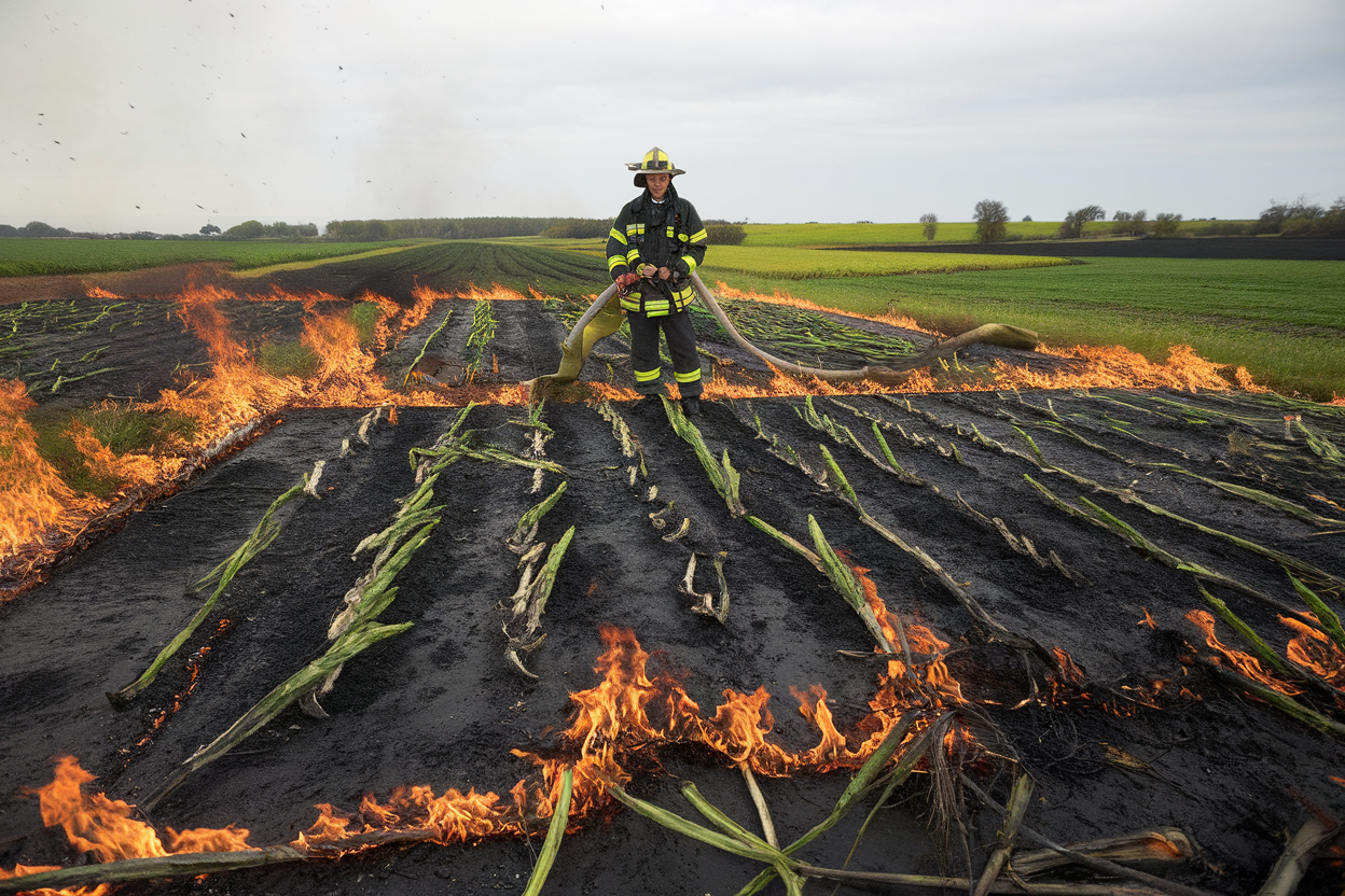 Sur le terrain, la priorité: contenir la propagation aux parcelles voisines: Quand un incendie prend dans des cultures, la stratégie des secours vise d'abord à stopper la propagation. L'objectif est simple: empêcher la flamme de franchir les limites naturelles ou agricoles, et - illustration